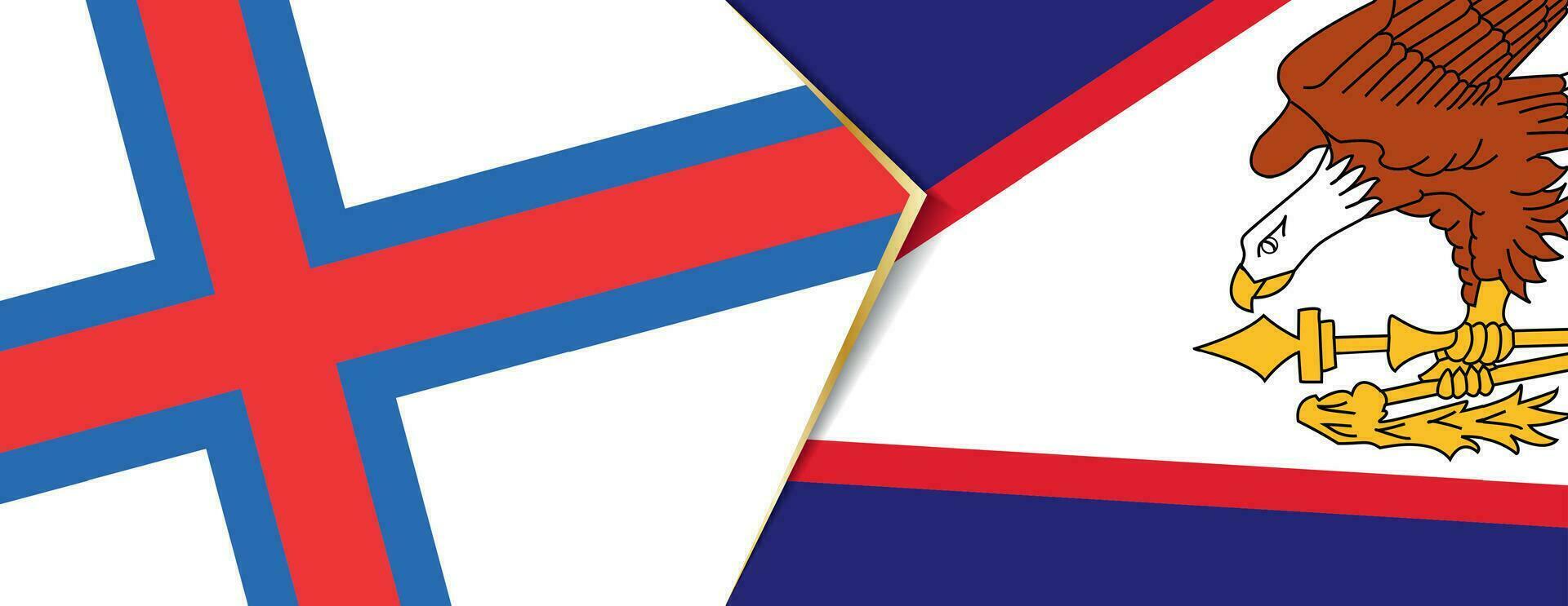 Faeröer eilanden en Amerikaans Samoa vlaggen, twee vector vlaggen.