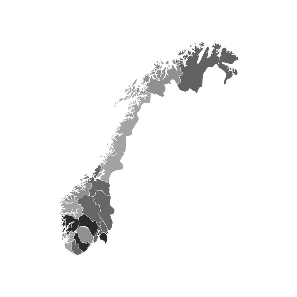 grijze verdeelde kaart van noorwegen vector