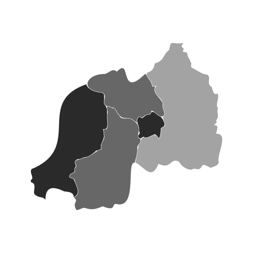 grijze verdeelde kaart van rwanda vector