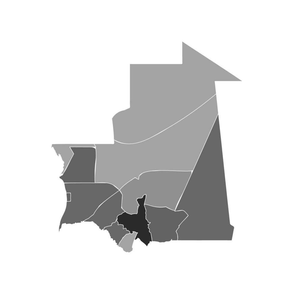 grijze verdeelde kaart van mauritanië vector