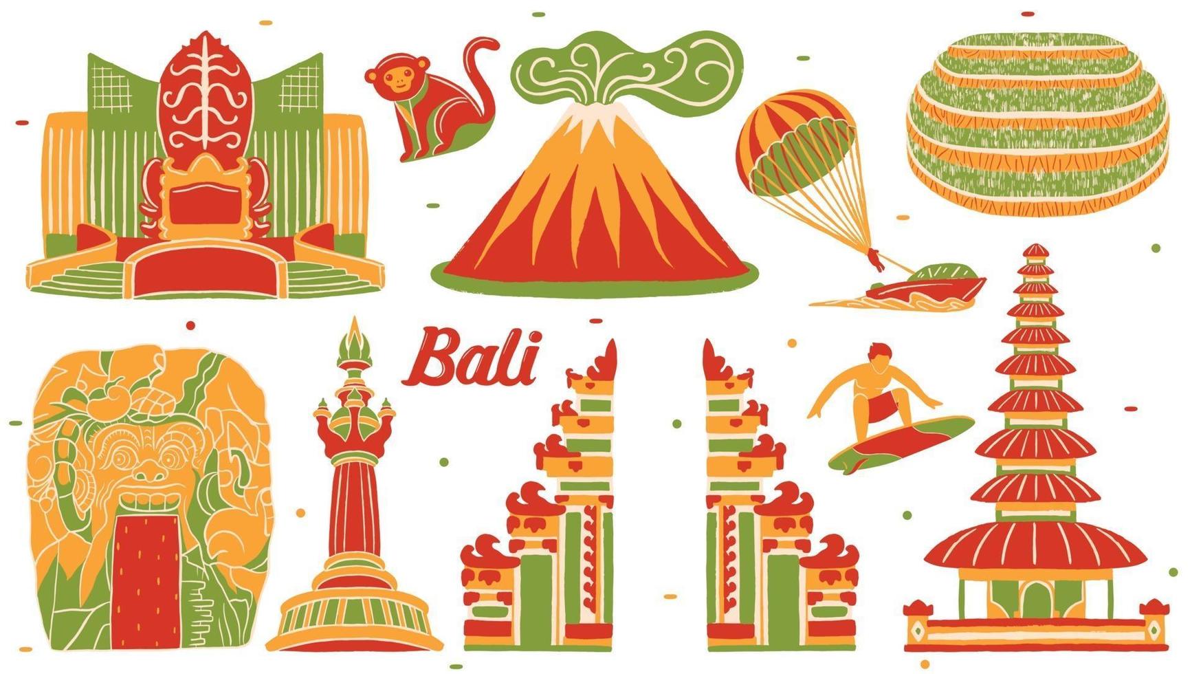 Bali-oriëntatiepunt in platte ontwerpstijl vector