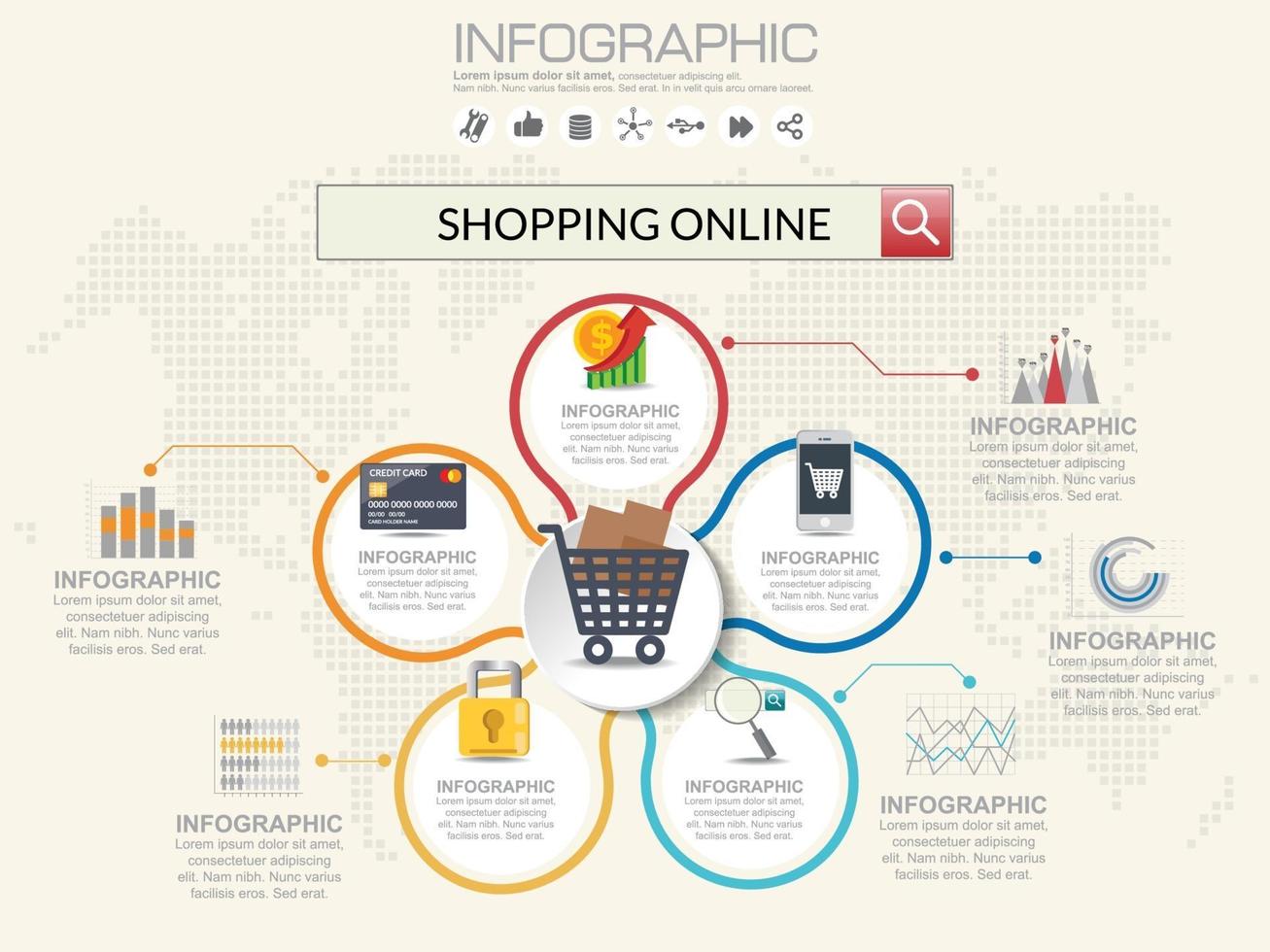 digitaal marketingconcept. infographic grafiek met pictogrammen. vector