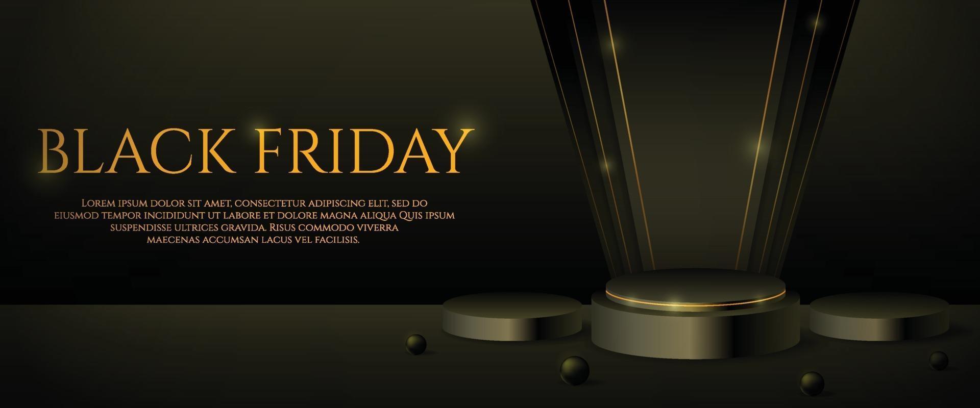 3D Black Podium-productdisplay voor Black Friday-bannercampagne vector