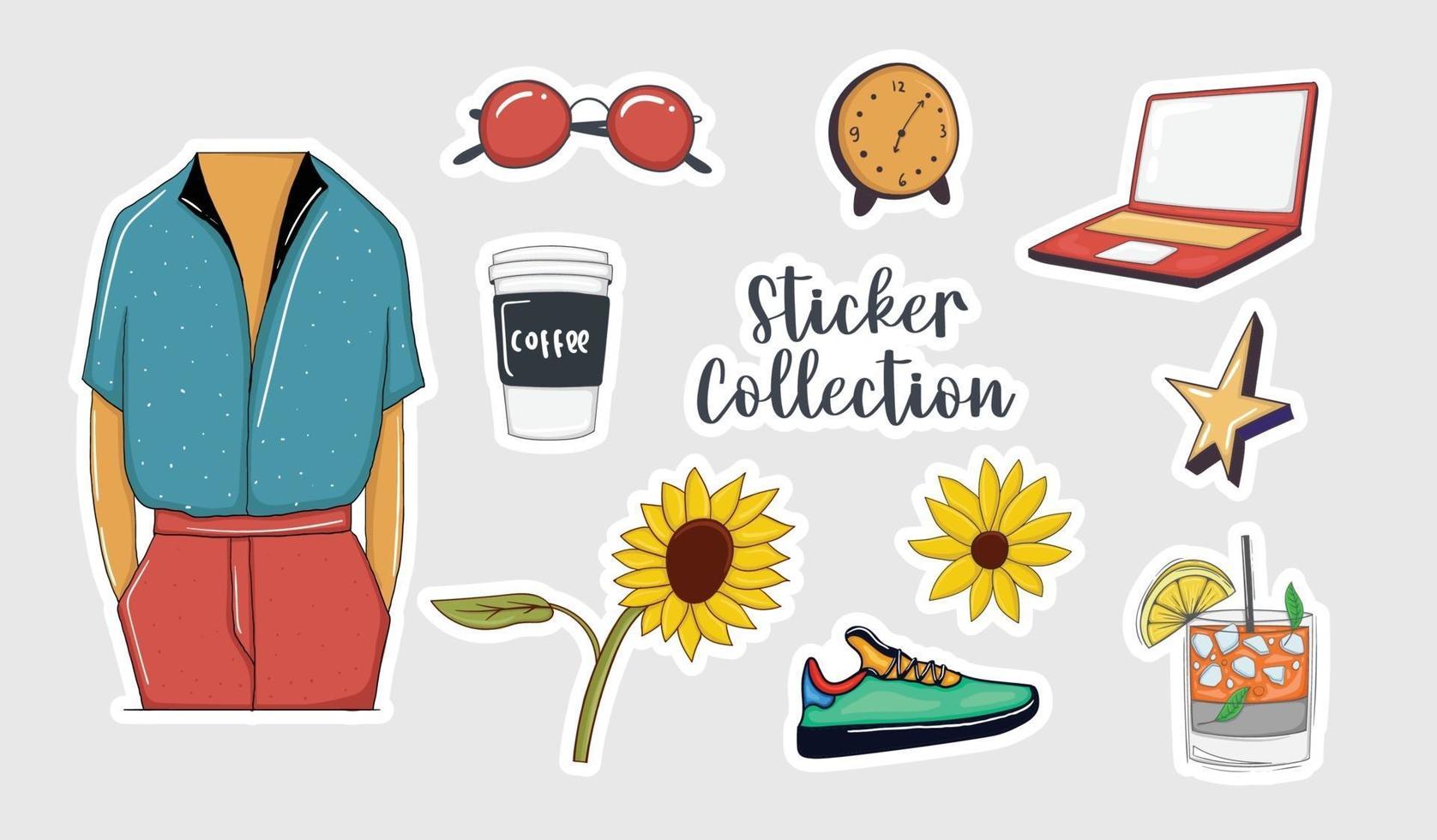 kleurrijke handgetekende stickerscollectie vector