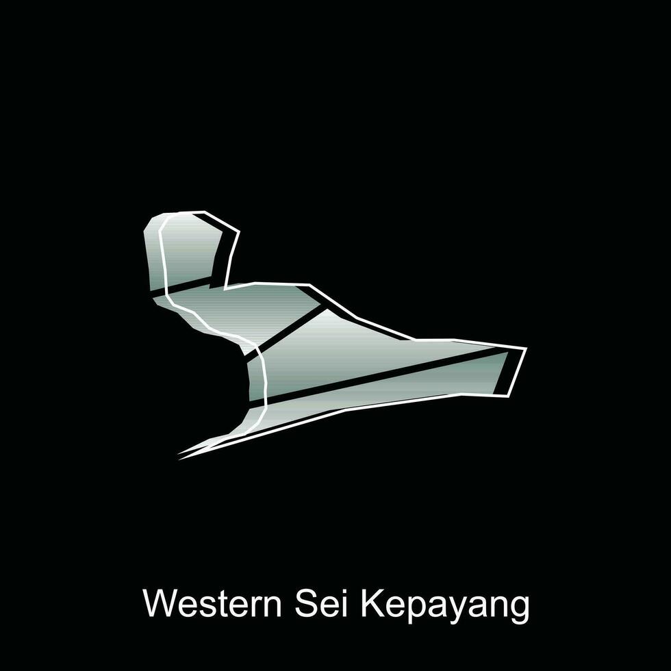 hoog gedetailleerd vector kaart van west sei kepayang stad modern schets, logo vector ontwerp. abstract, ontwerpen concept, logo, logotype element voor sjabloon.