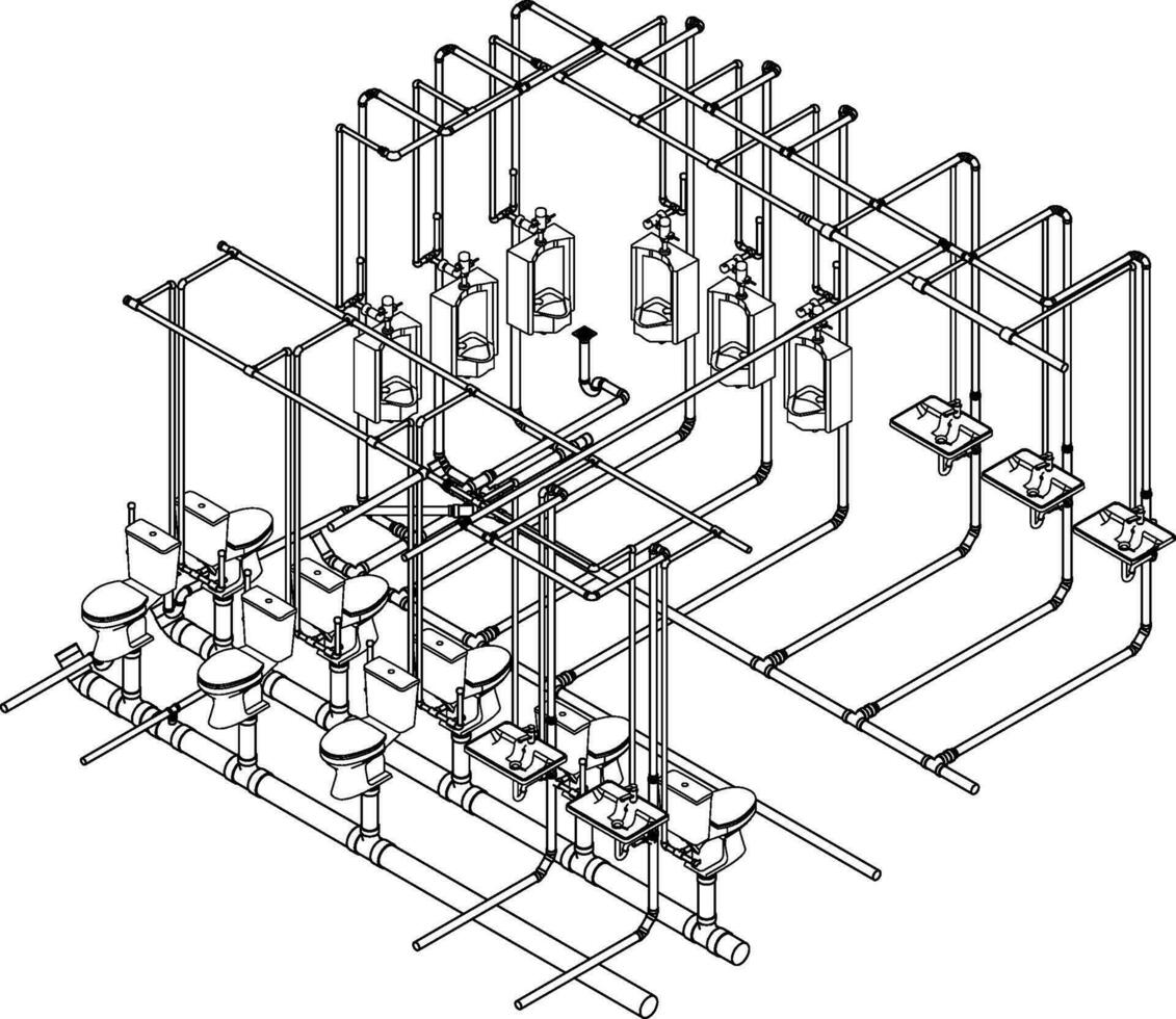 3d illustratie van gebouw leidingen vector