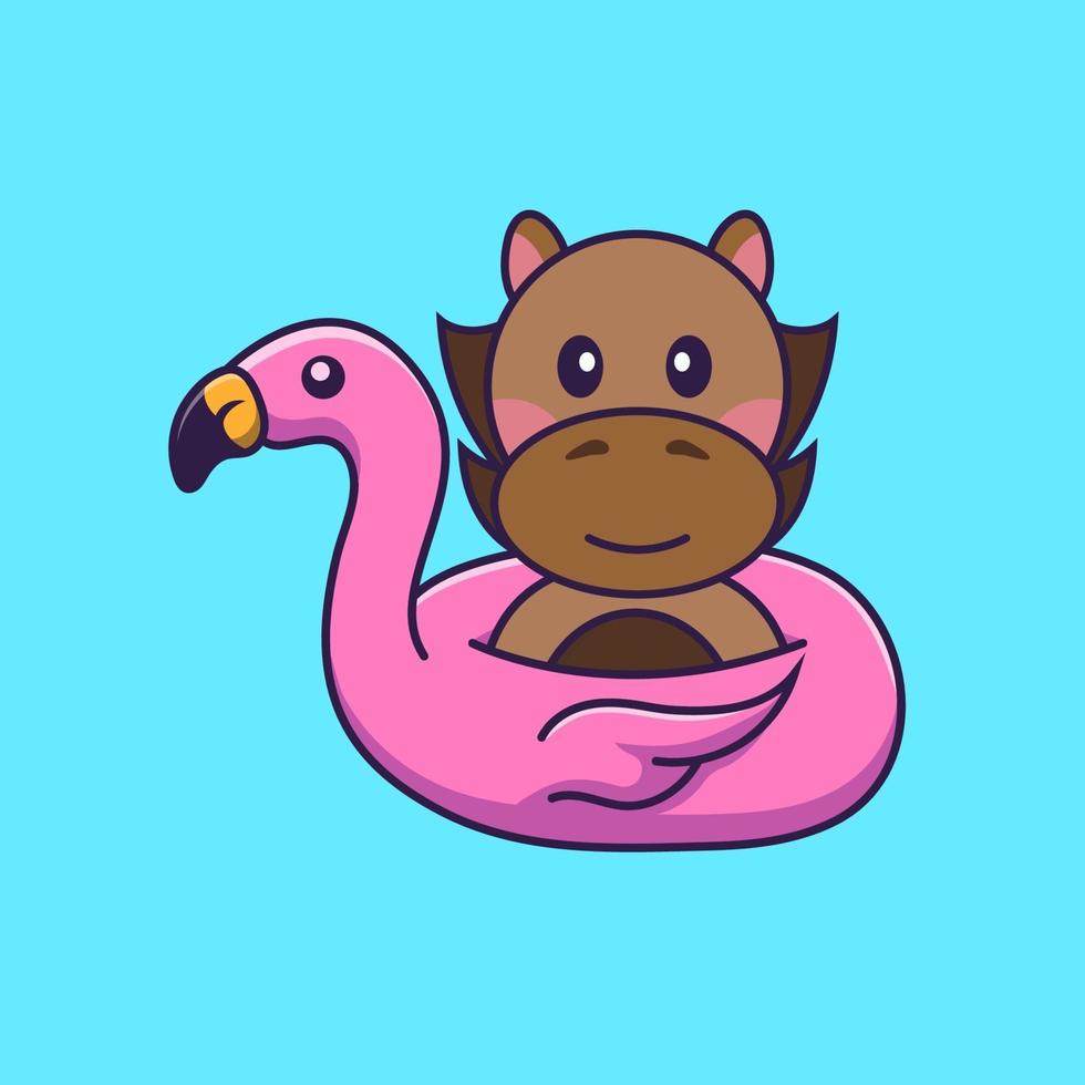 leuk paard met flamingoboei. vector