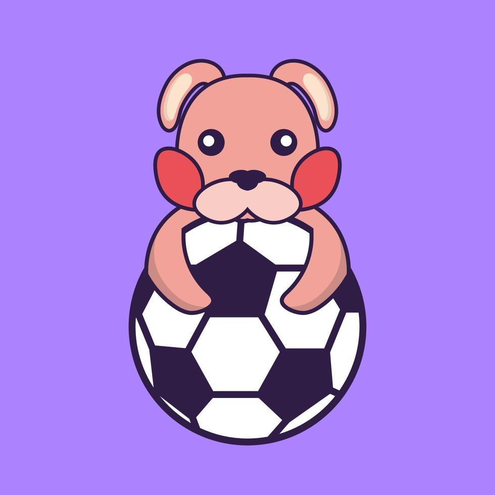 schattig konijn aan het voetballen. vector