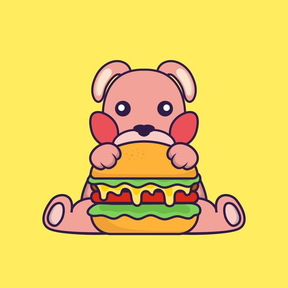 schattig konijn dat hamburger eet. vector