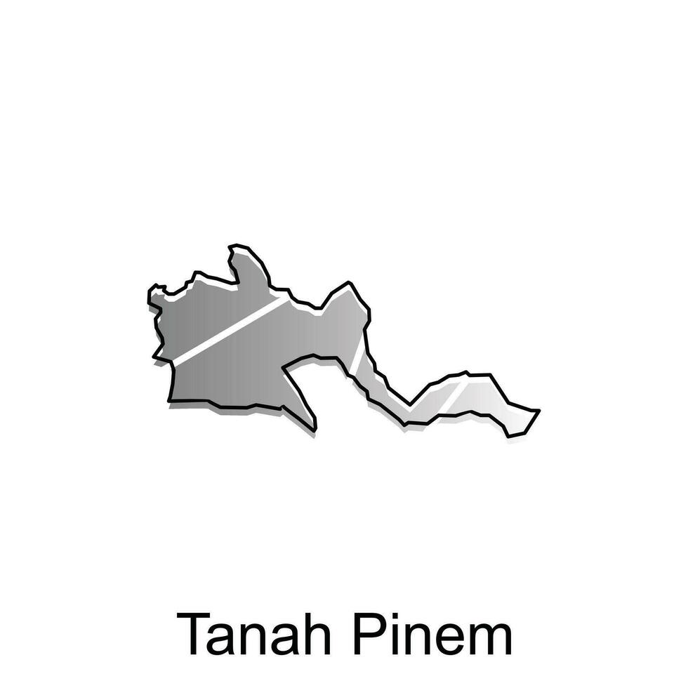 tanah pinem stad kaart van noorden Sumatra provincie nationaal grenzen, belangrijk steden, wereld kaart land vector illustratie ontwerp sjabloon