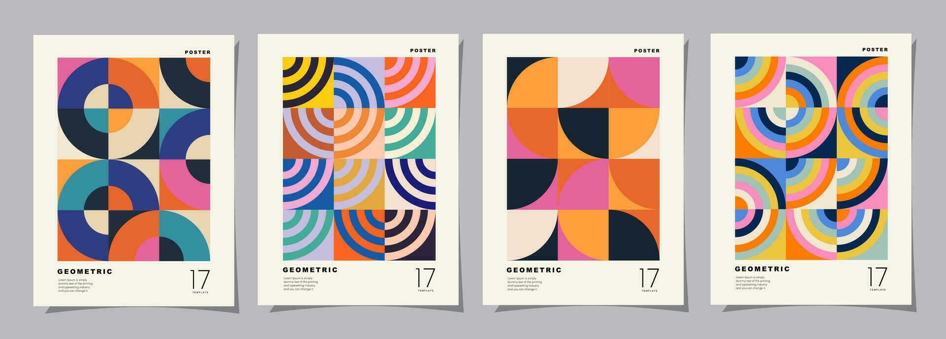 reeks van retro meetkundig patroon achtergrond. creatief covers of posters concept in modern bauhaus stijl voor zakelijke identiteit, branding en sociaal media reclame. vector