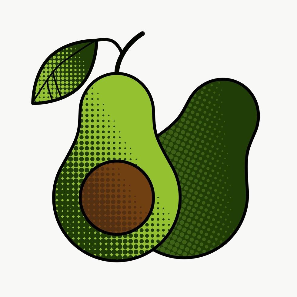 avocado halftooneffect. platte illustratie vector