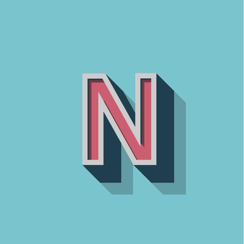 Retro 3D-personage uit een lettertype, vectorillustratie vector