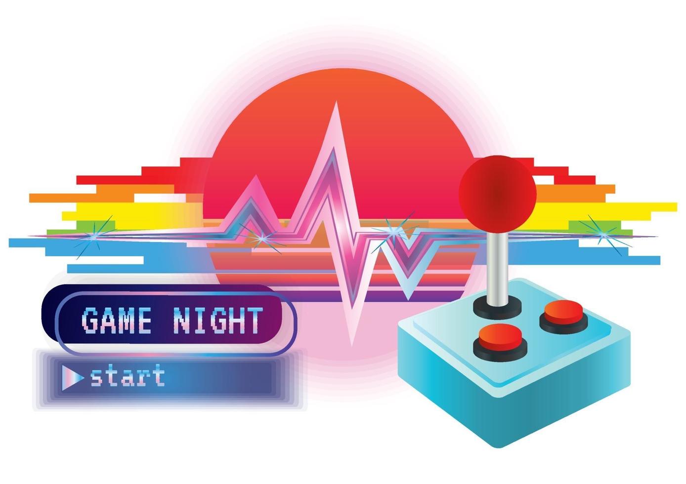 retro zonsondergang en oude joystick achtergrond vector