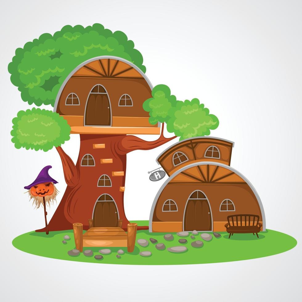 illustratie van geïsoleerde boomhut vector