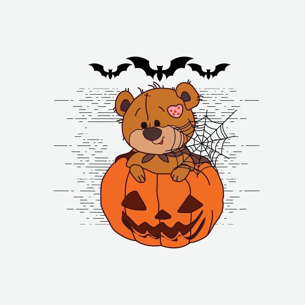 schattige halloween-pompoenen in heksenhoeden vector