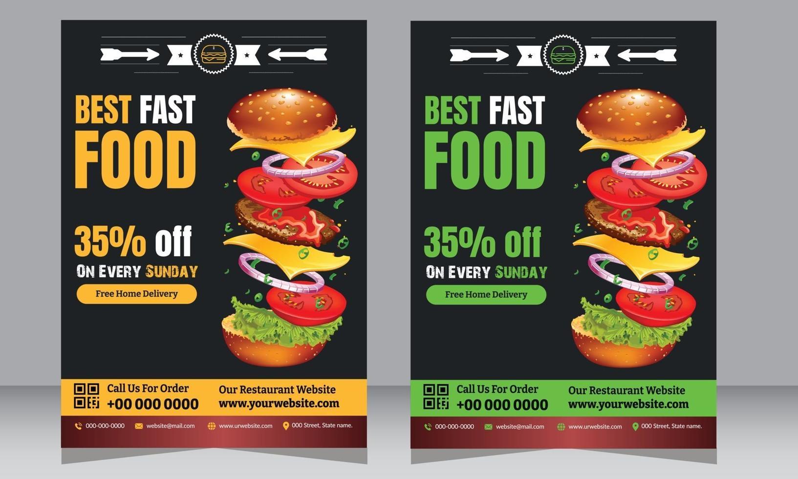 restaurant flyer, pizzeria flyer, poster, food flyer vector