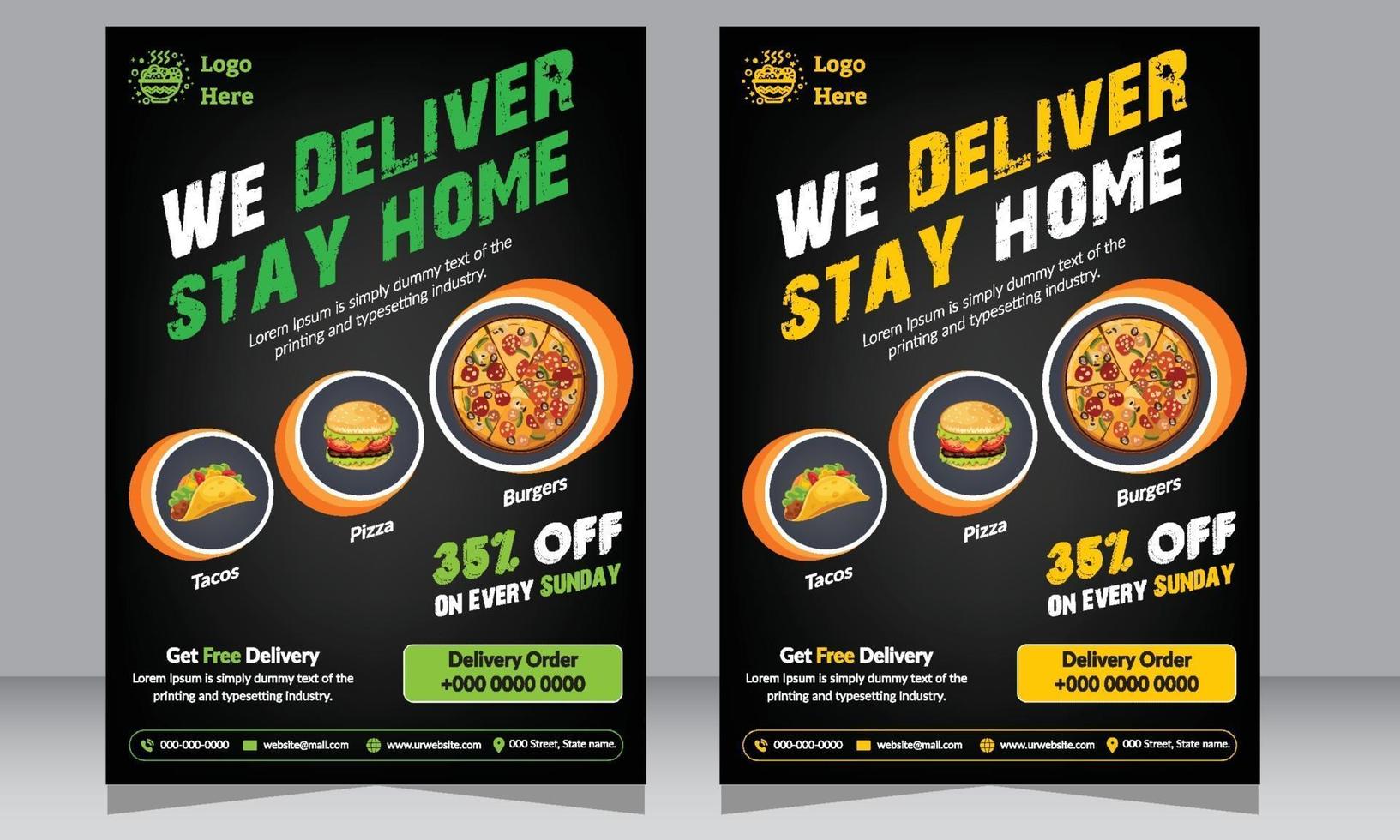 restaurant flyer, pizzeria flyer, poster, food flyer vector