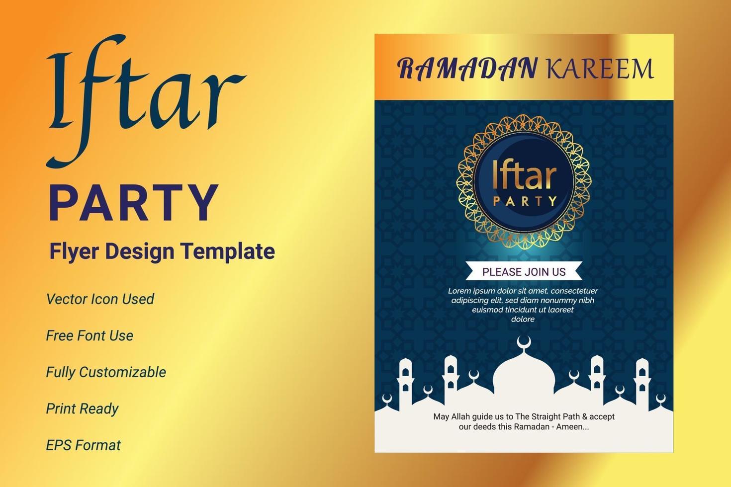 ifter partij uitnodiging flyer ontwerp. ramadan-flyer voor ifter-feest vector