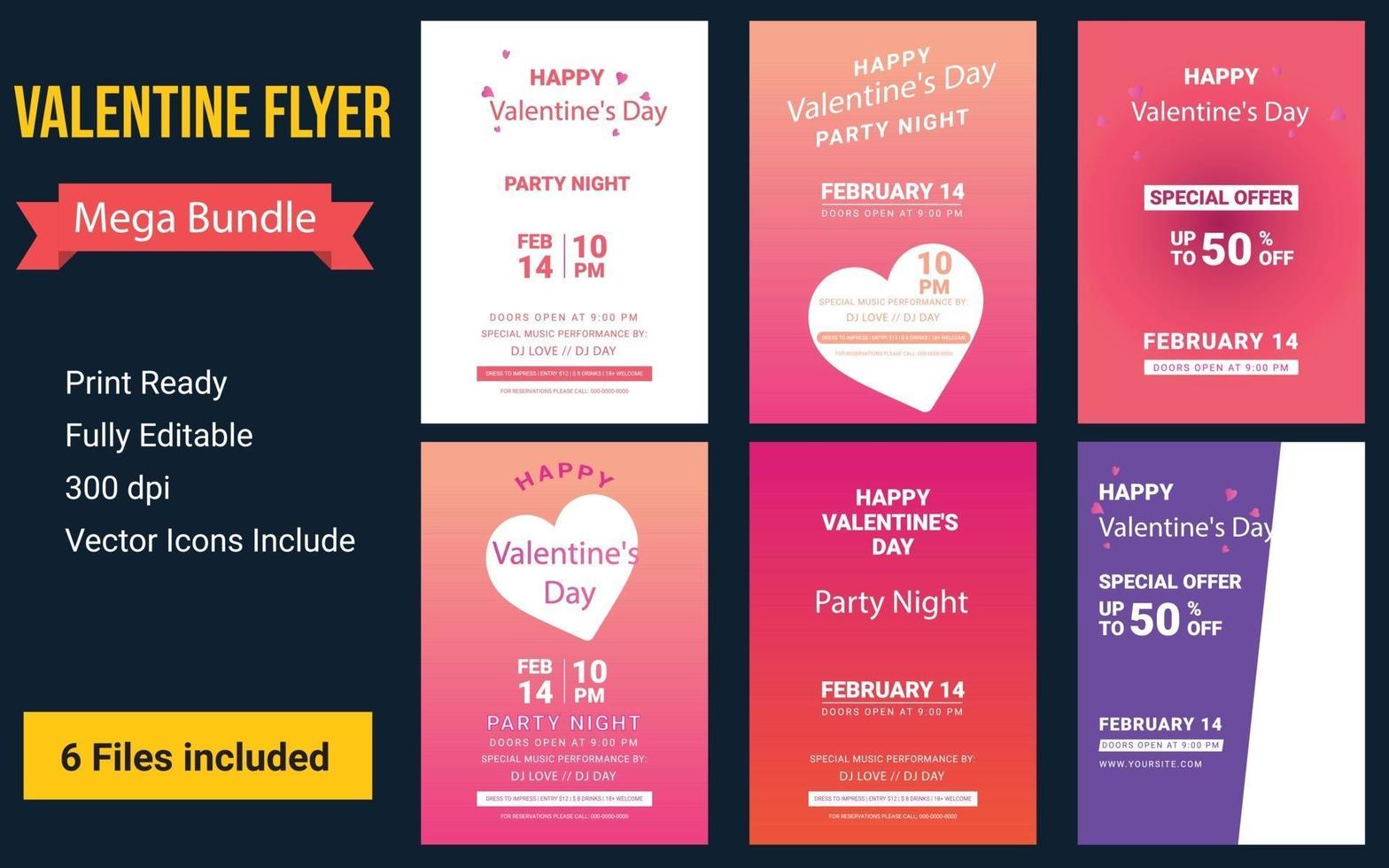 happy valentine's day party flyer, Valentijnsdag verkoop achtergrond vector