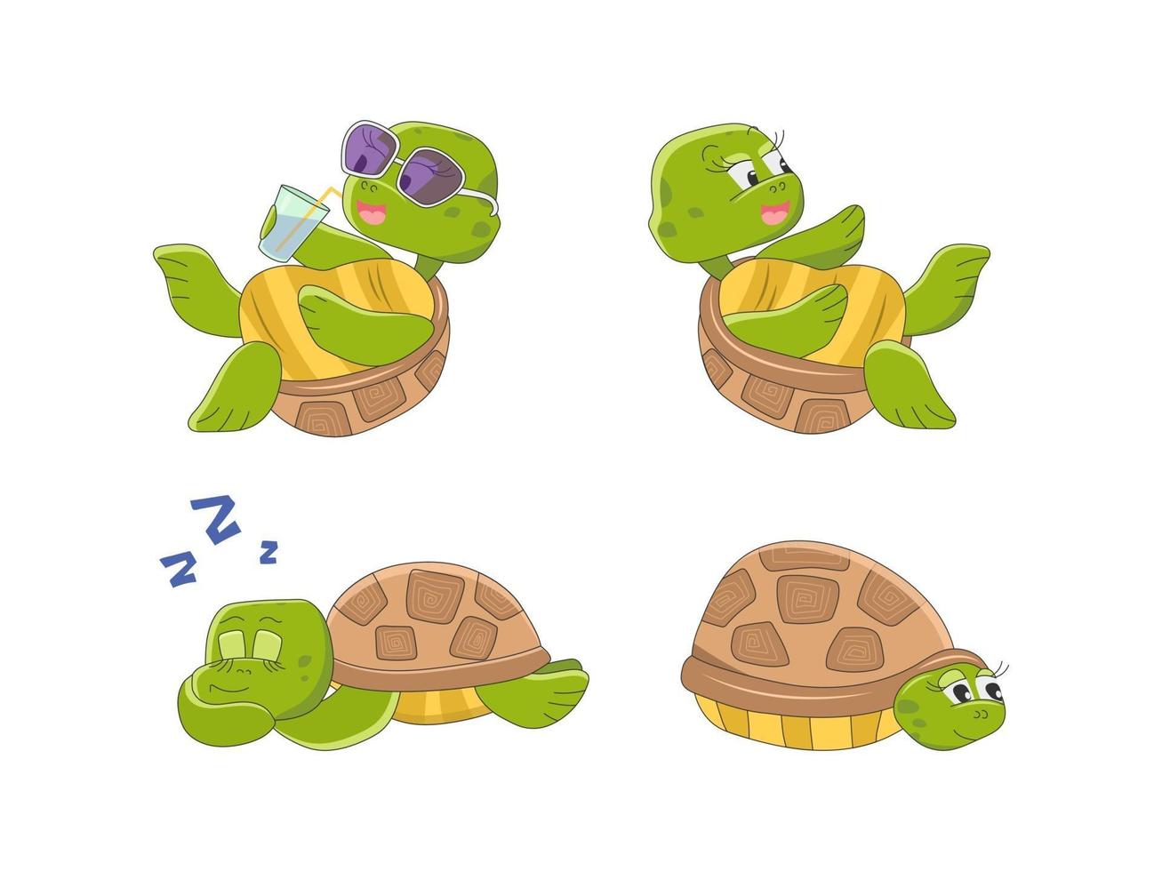 set van schattige schildpad karakters. vector