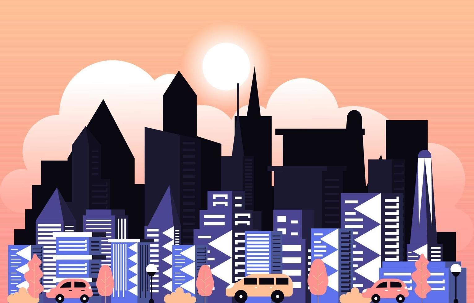 dag zon moderne stad wolkenkrabber gebouw stadsgezicht skyline illustratie vector