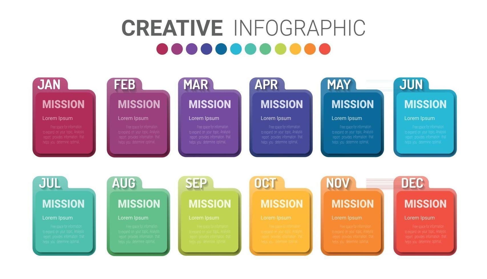 presentatie zakelijke infographic sjabloon voor 12 maanden vector