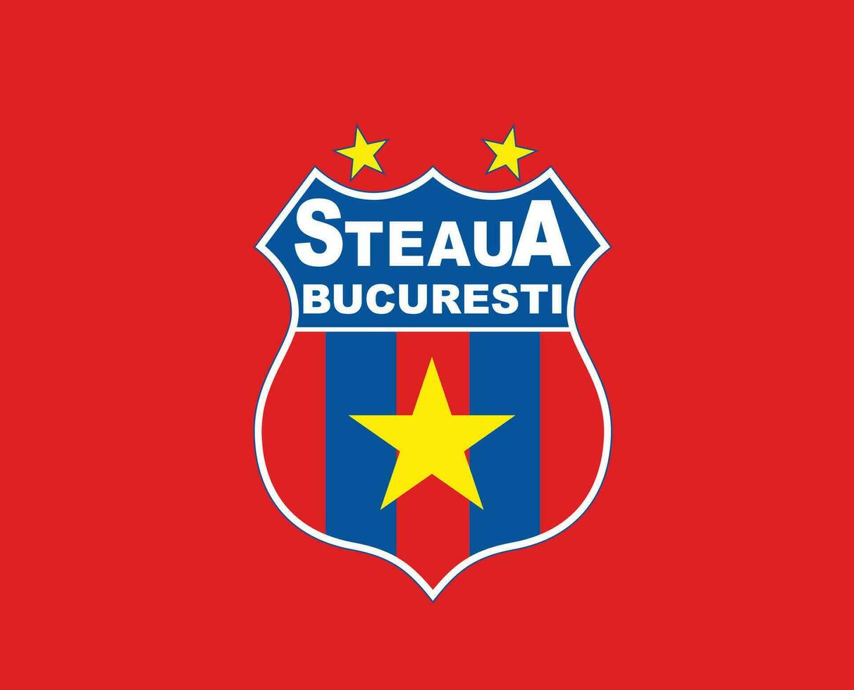 Steau Boekarest club logo symbool Roemenië liga Amerikaans voetbal abstract ontwerp vector illustratie met rood achtergrond