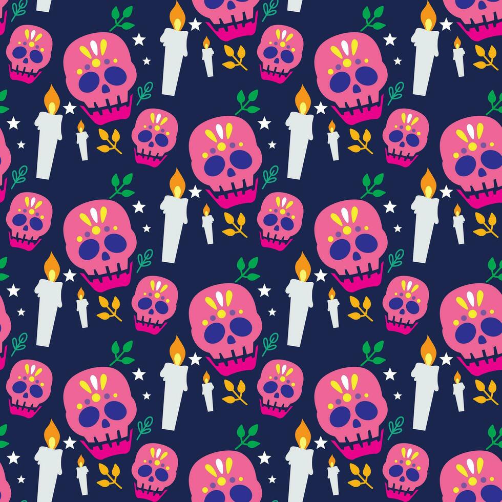 vrij vector vlak ontwerp van dia de Muertos patroon