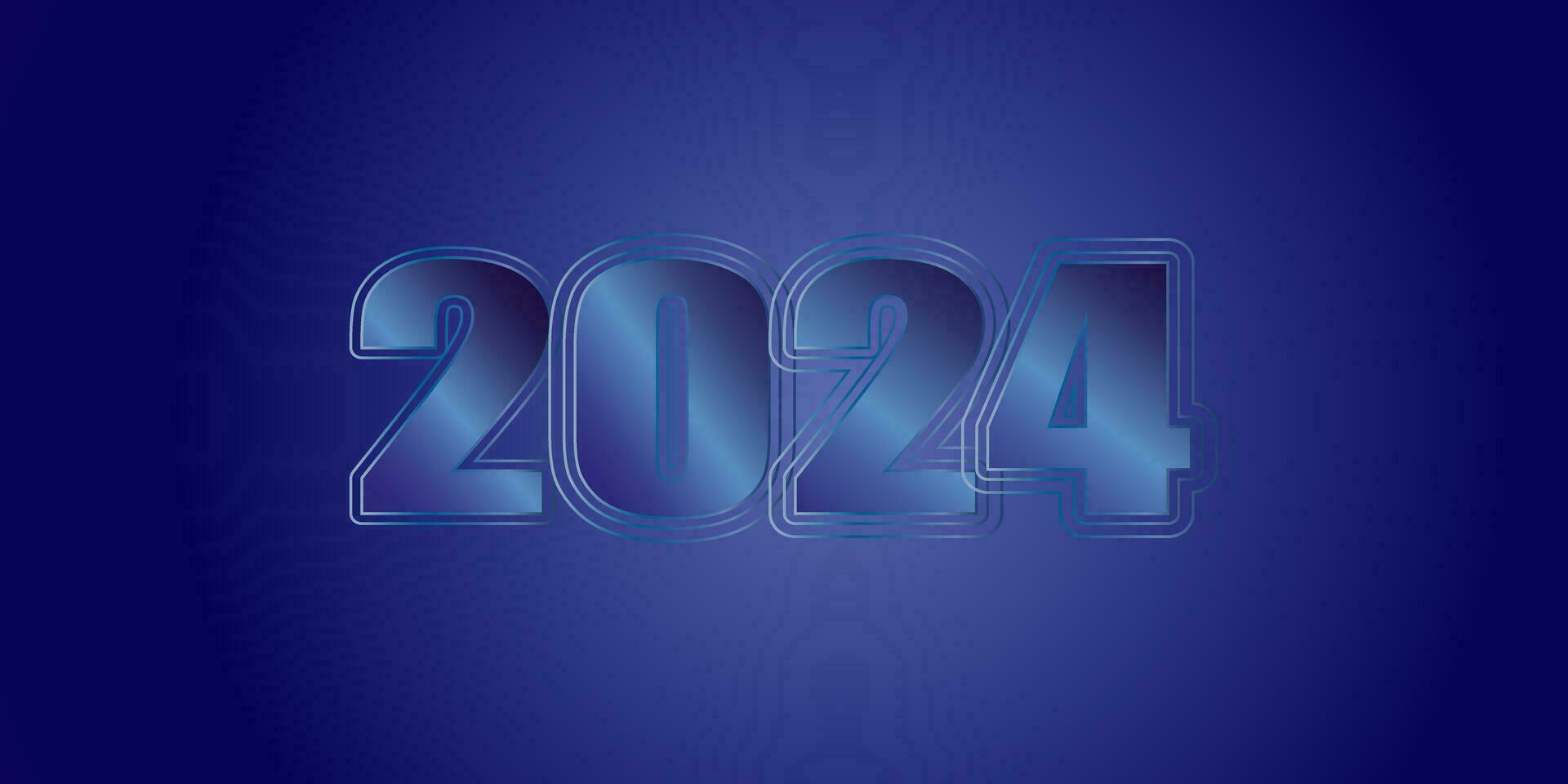 gelukkig nieuw jaar 2024. blauw helder helling aantal 2024 vector achtergrond voor poster, banier, felicitatie. eps10