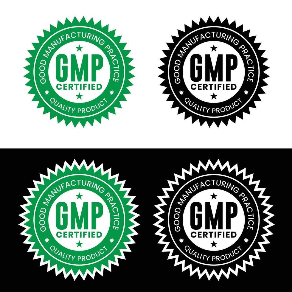 gmp mooi zo fabricage praktijk gecertificeerd logo vector