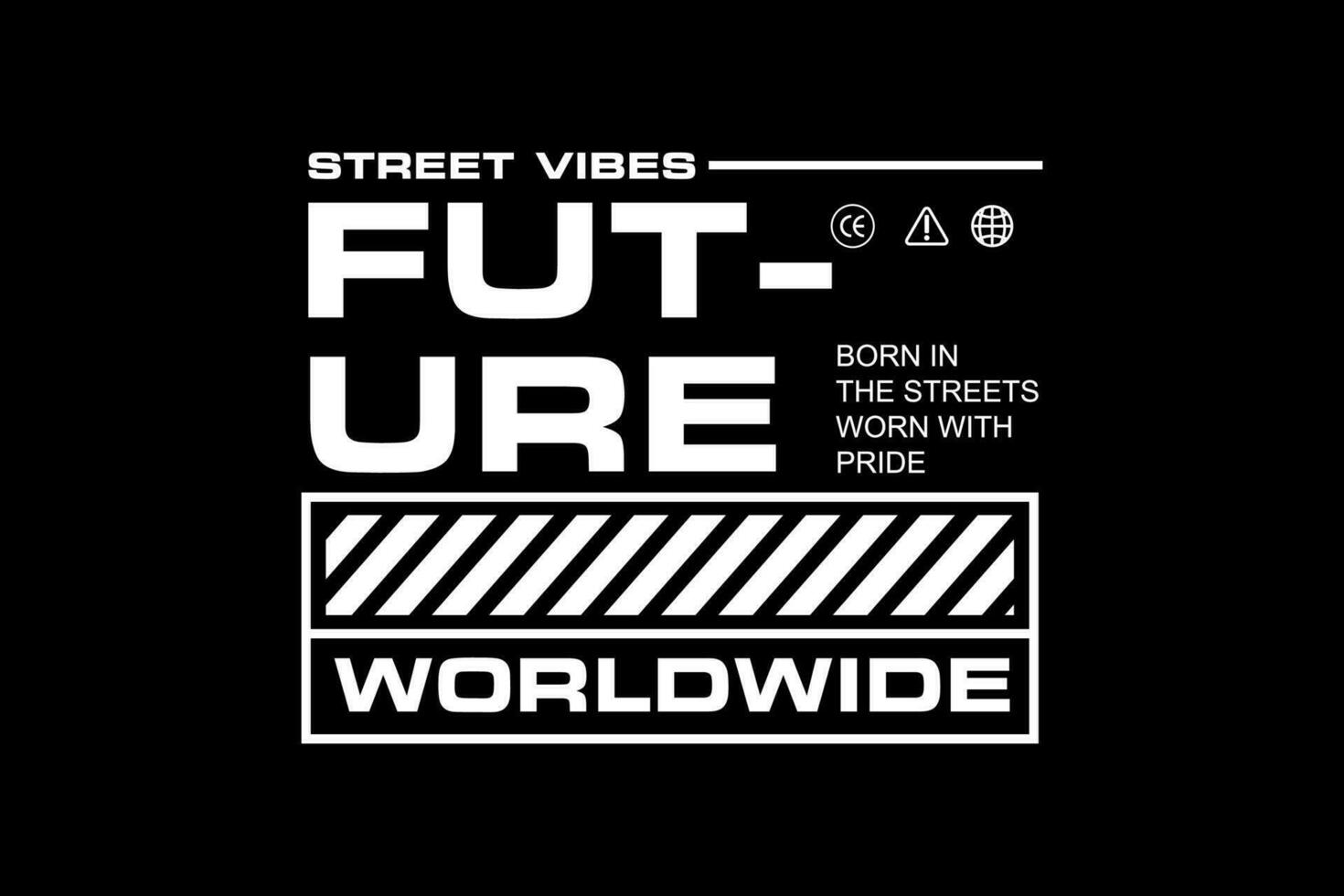 futuristische grafisch tee ontwerp streetwear stijl bewerkbare sjabloon vector