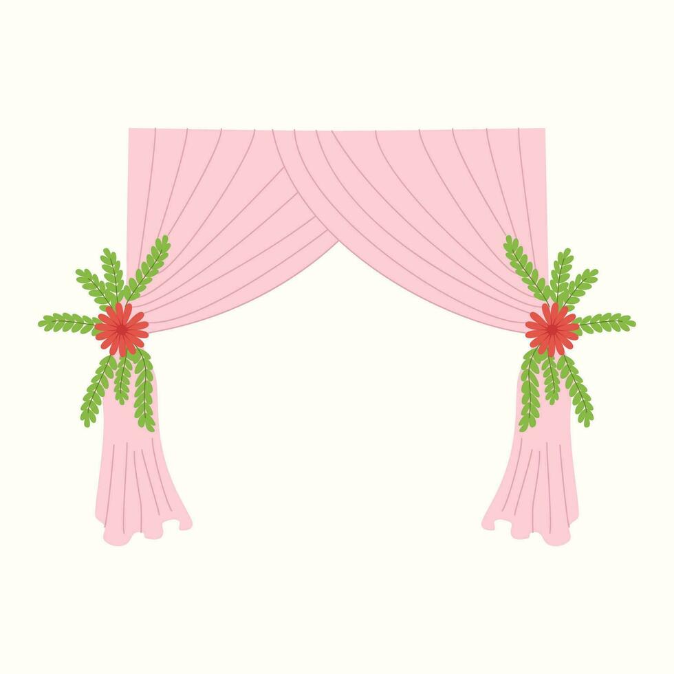 gordijn met bloem, bruiloft gordijn, bruiloft decoratie, bruiloft partij element illustratie vector