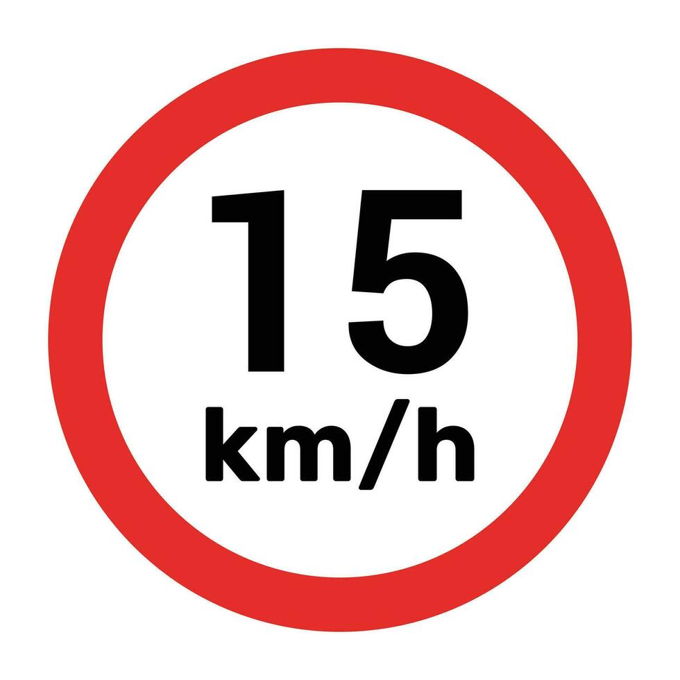 snelheid begrenzing teken 15 km h icoon vector illustratie