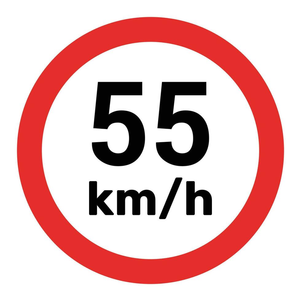 snelheid begrenzing teken 55 km h icoon vector illustratie