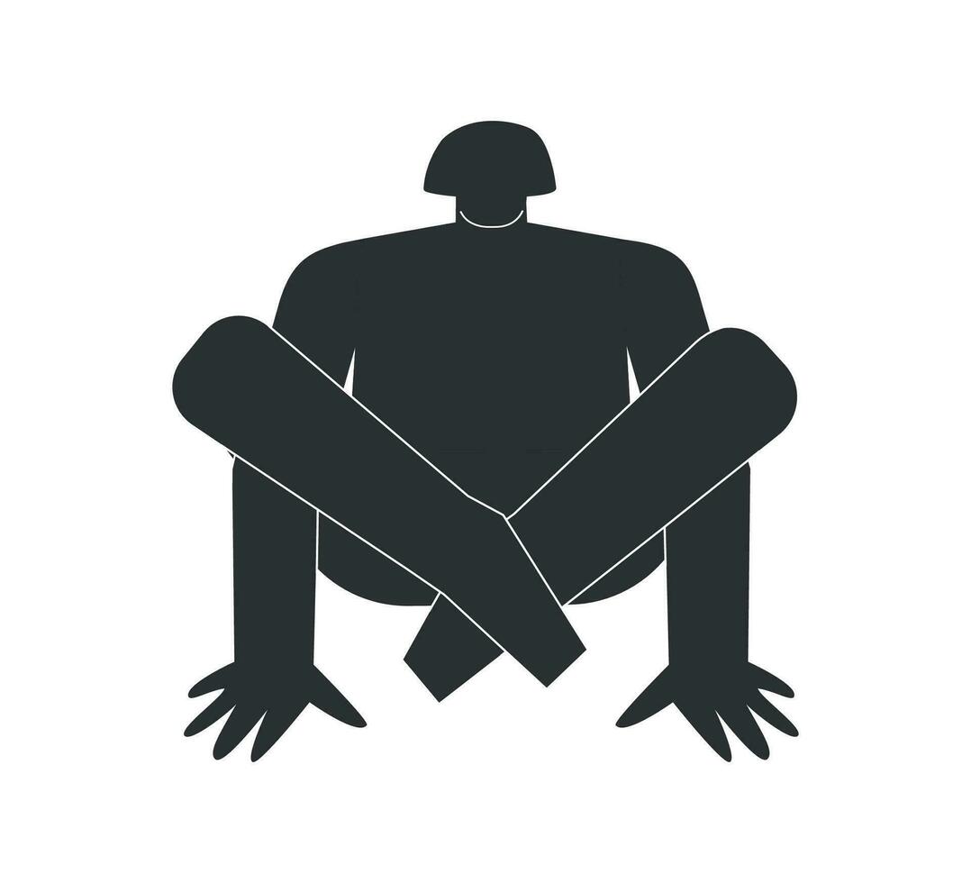 vector geïsoleerd illustratie met vlak zwart silhoutte van vrouw karakter. sportief vrouw leert houding Bij yoga klas. geschiktheid oefening schouder drukken houding