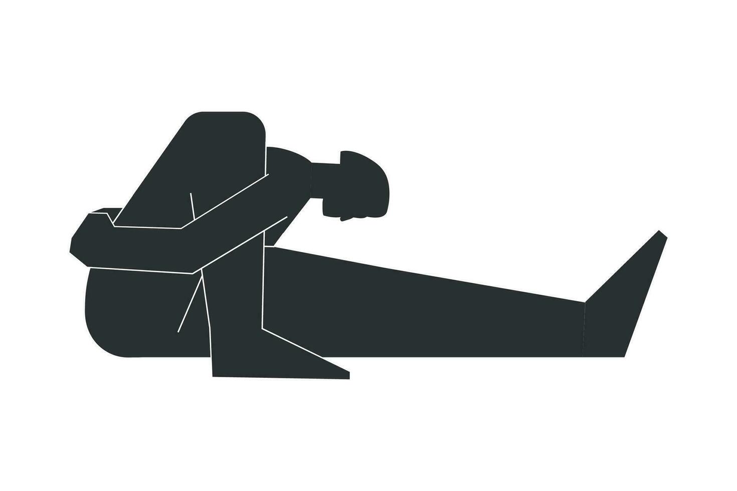 vector geïsoleerd illustratie met zwart silhouet van vrouw karakter. sportief vrouw leert yoga houding marichyasana i. geschiktheid oefening - houding toegewijd naar de salie marichi i. minimalistisch ontwerp