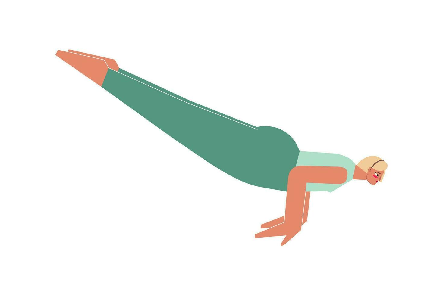 vector geïsoleerd illustratie met vlak jong volwassen vrouw karakter. sportief blond vrouw leert houding mayurasana Bij yoga klas. geschiktheid oefening voor beginners - Pauw houding