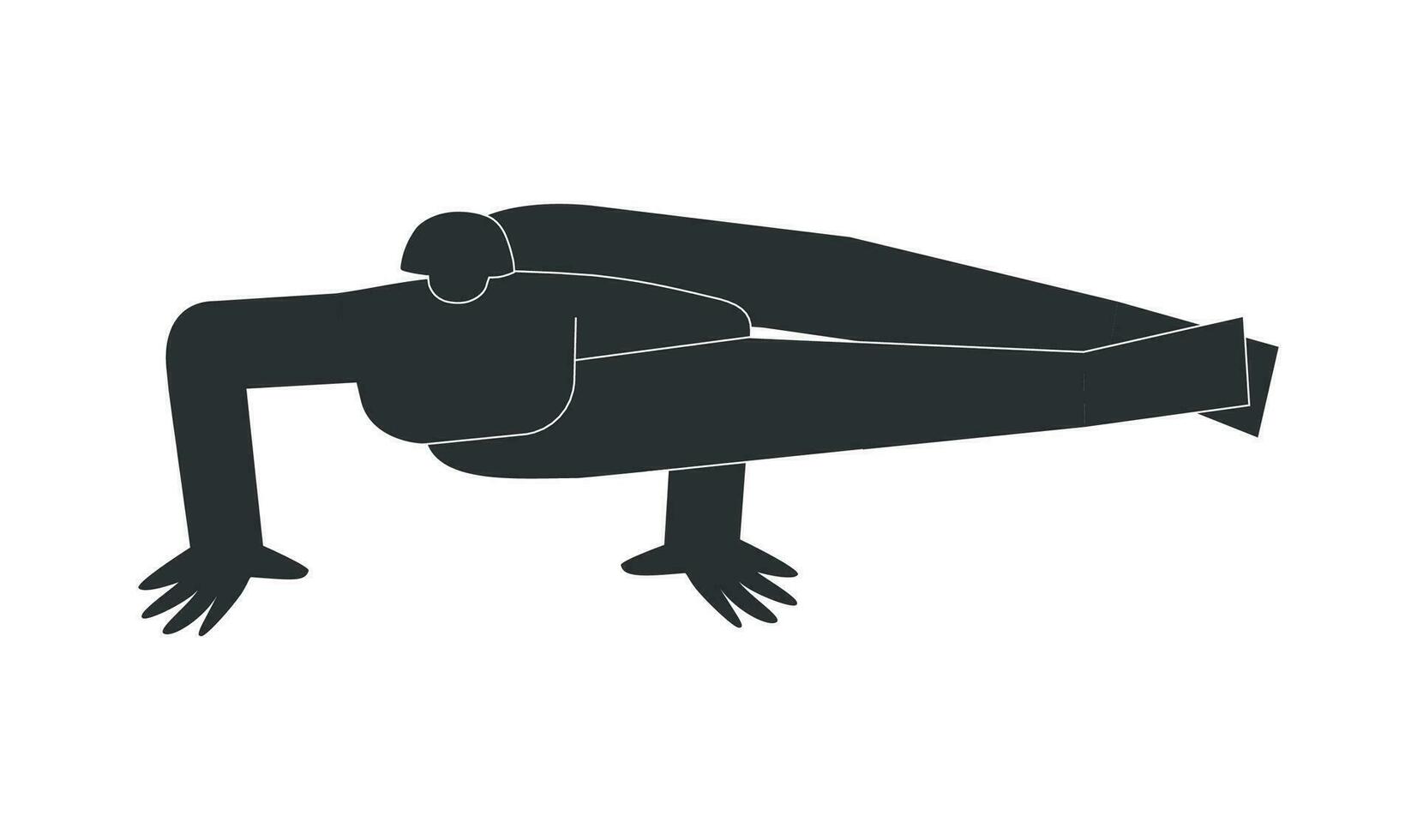 vector geïsoleerd illustratie met vlak zwart silhouet van vrouw persoon aan het doen finesse. atletisch vrouw leert yoga houding - acht hoek houding. sportief oefening - astavakrasana