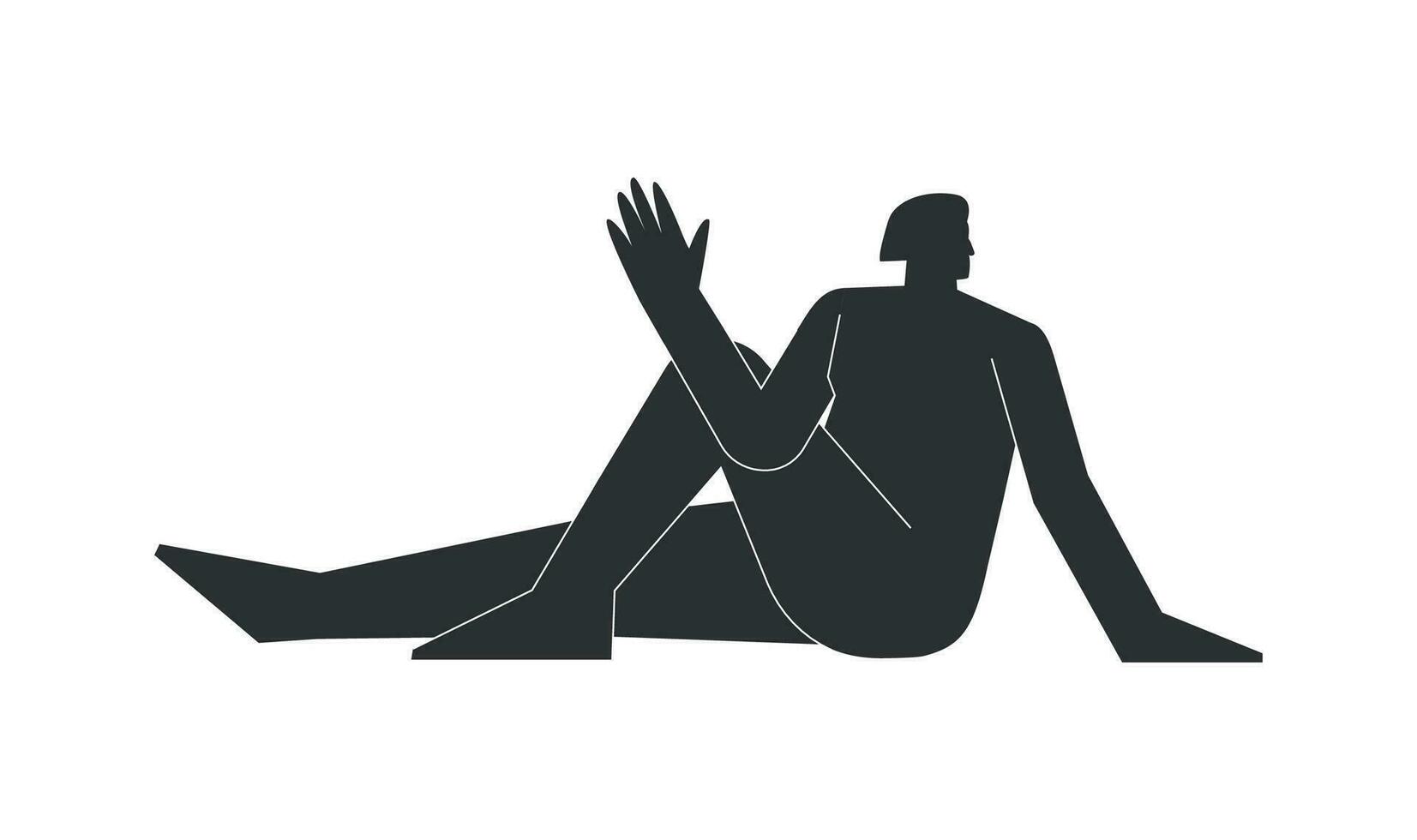 vector geïsoleerd illustratie met vlak zwart silhouet van vrouw persoon aan het doen finesse. atletisch vrouw leert yoga houding - marichi s houding. sportief oefening marichyasana iii