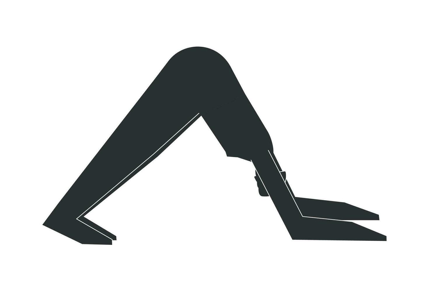 vector geïsoleerd illustratie met vlak zwart silhouet van vrouw karakter. sportief vrouw leert versterking yoga houding. geschiktheid oefening - dolfijn houding. minimalistisch ontwerp