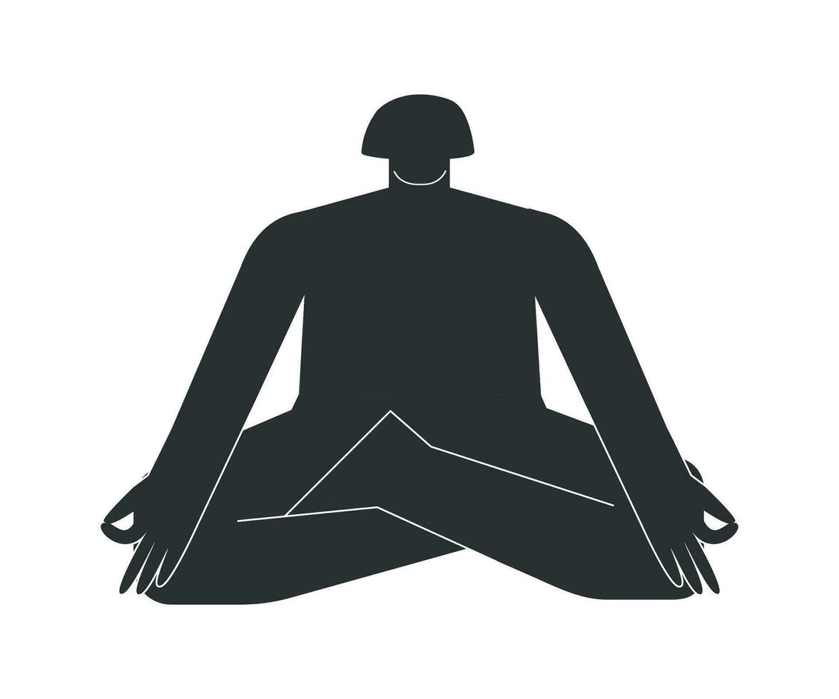 vector geïsoleerd illustratie met vlak zwart silhouet van vrouw persoon aan het doen finesse. atletisch vrouw leert yoga houding - bedreven houding. sportief oefening - siddha yoni asana