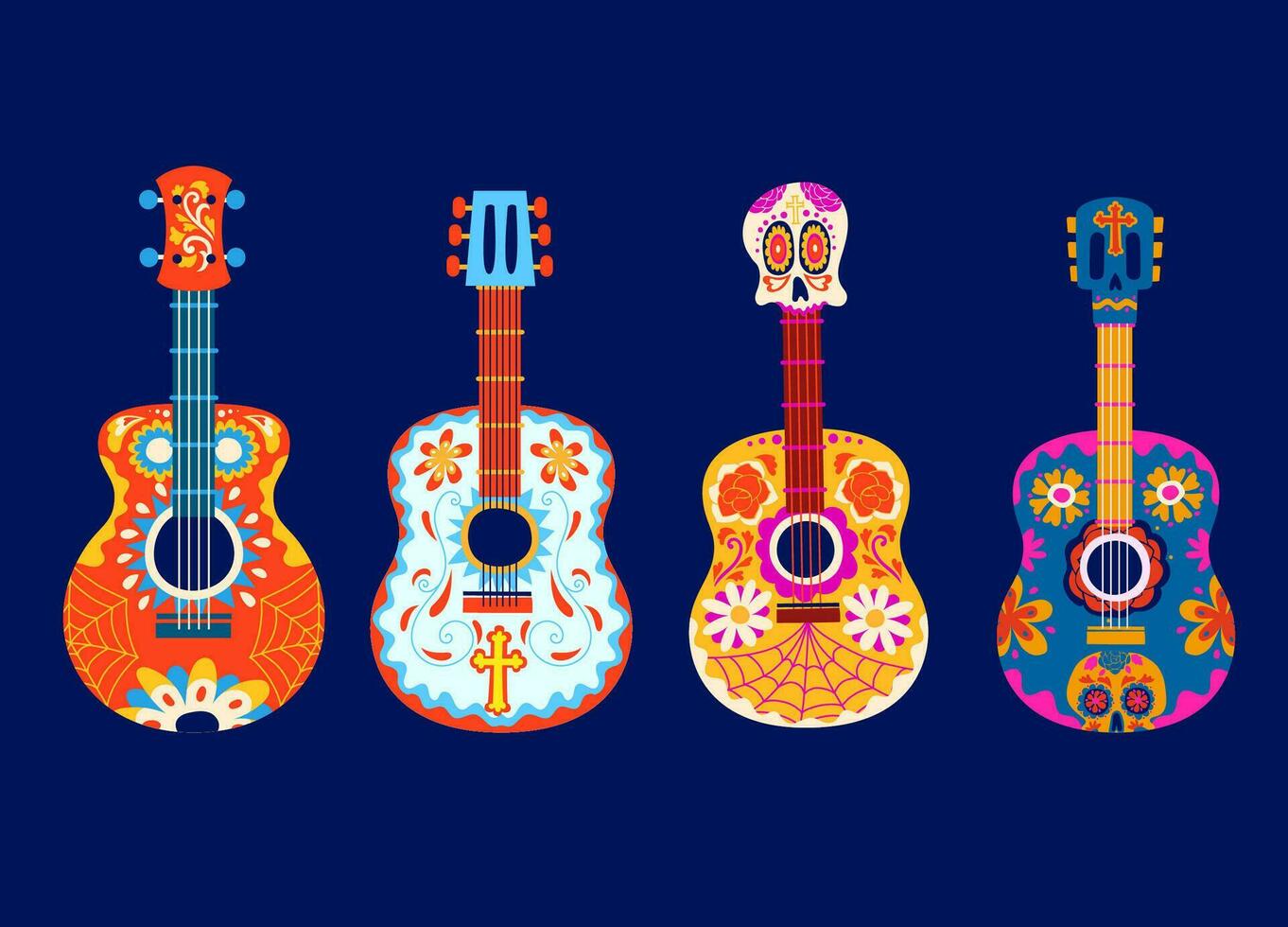 dia de los Muertos gitaar voorwerp ontwerp vector