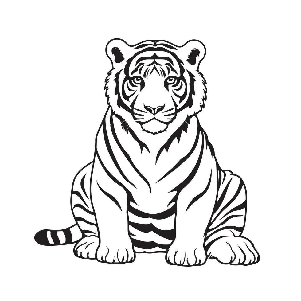zwart en wit tijger tekeningen Aan een wit achtergrond vector