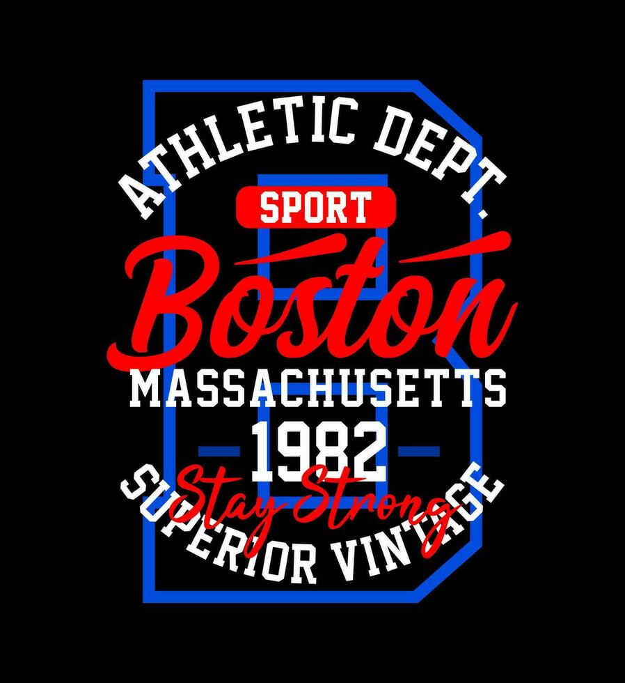 Boston Massachusetts stedelijk stijl lettertype wijnoogst middelbare school, voor afdrukken Aan t overhemden enz. vector