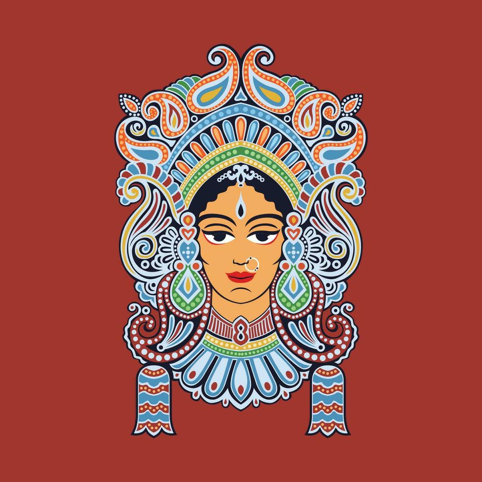 Indisch batik vrouw hoofd icoon vector beeld illustratie