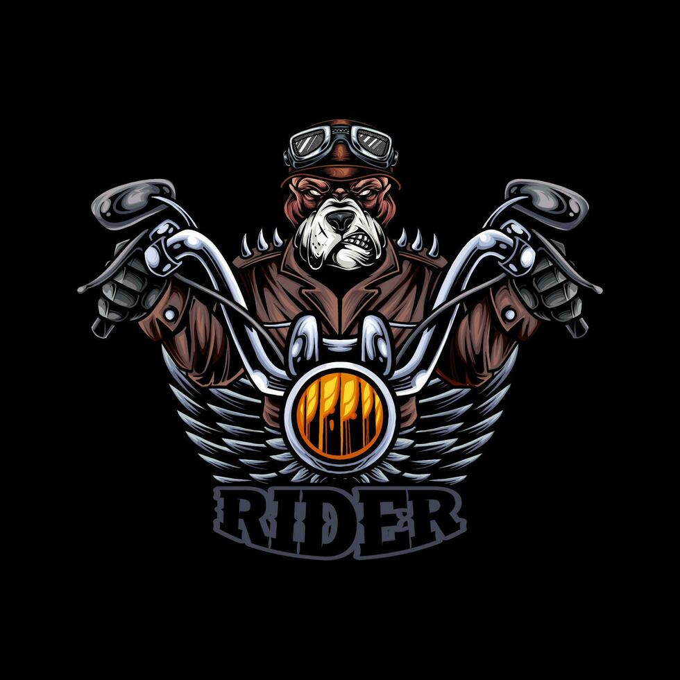 bulldog fietser met een helm illustratie vector