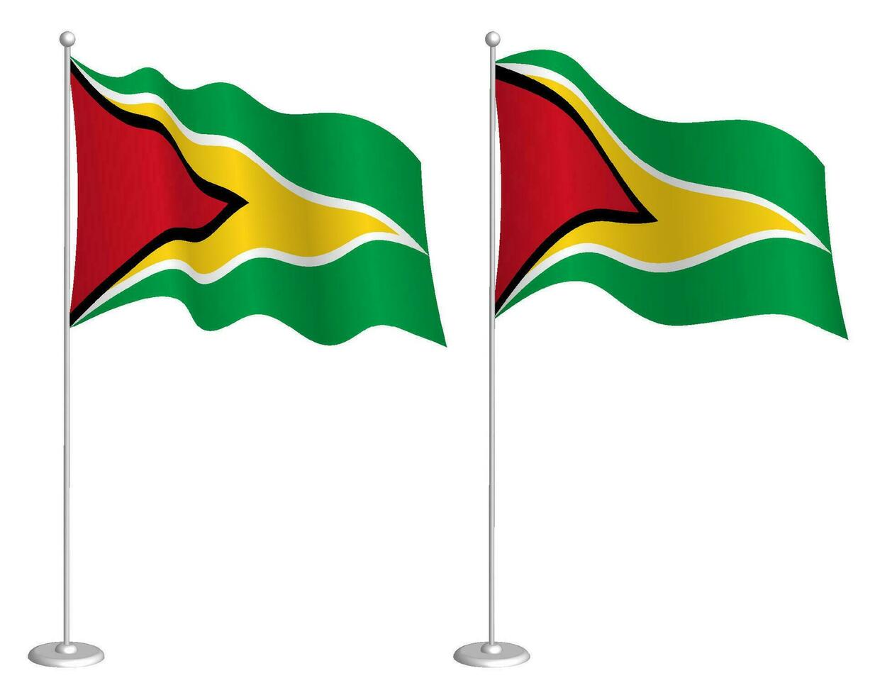 vlag van Guyana Aan vlaggenmast golvend in wind. vakantie ontwerp element. controlepost voor kaart symbolen. geïsoleerd vector Aan wit achtergrond