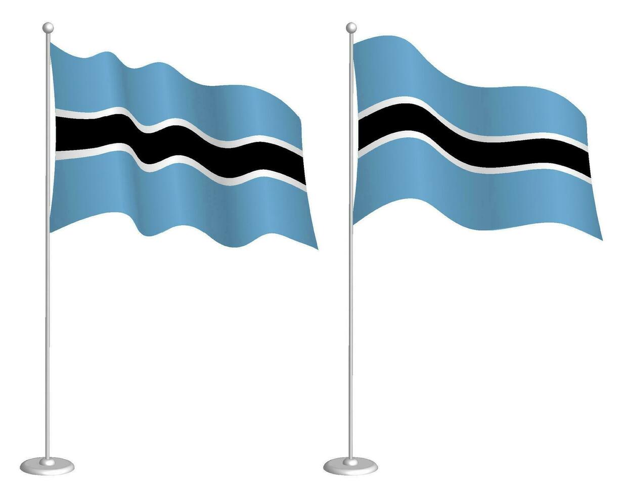 vlag van botswana Aan vlaggenmast golvend in wind. vakantie ontwerp element. controlepost voor kaart symbolen. geïsoleerd vector Aan wit achtergrond