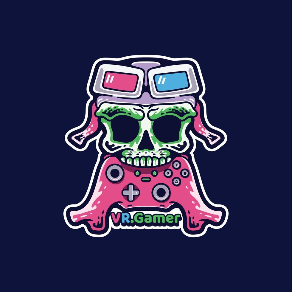 schedel gamer illustratie moderne stijl sticker vector